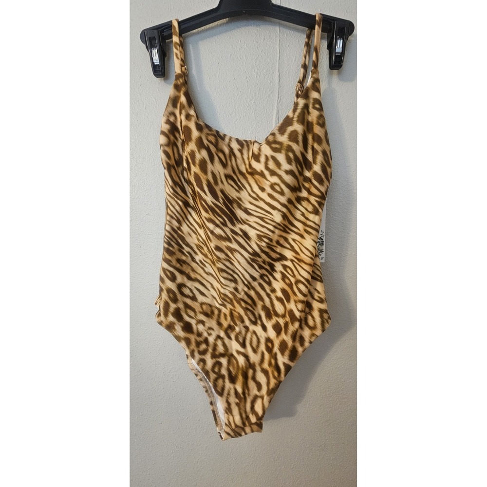 Women's CHELSEA & VIOLET XS Brown Animal Print One Piece Swimsuit NWT $106 L509